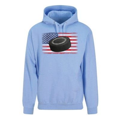 Ice Hockey Puck American Flag Usa Proud Ice Hockey Lovers Gift Unisex Surf Hoodie