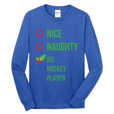 Ice Hockey Player Funny Pajama Christmas Gift Tall Long Sleeve T-Shirt