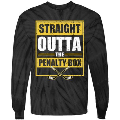 Ice. Hockey Player Gift Straight Outta The Penalty Box  Tie-Dye Long Sleeve Shirt