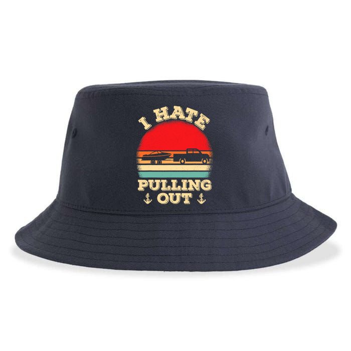 I Hate Pulling Out Retro Boating Boat Captain Sustainable Bucket Hat