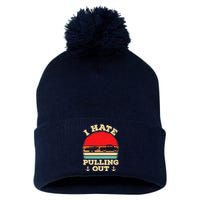 I Hate Pulling Out Retro Boating Boat Captain Pom Pom 12in Knit Beanie