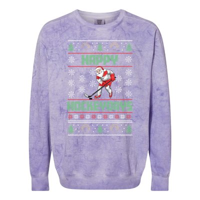 Ice Hockey Player Ice Sport Santa Puck Hockey Christmas Gift Colorblast Crewneck Sweatshirt