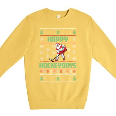 Ice Hockey Player Ice Sport Santa Puck Hockey Christmas Gift Premium Crewneck Sweatshirt