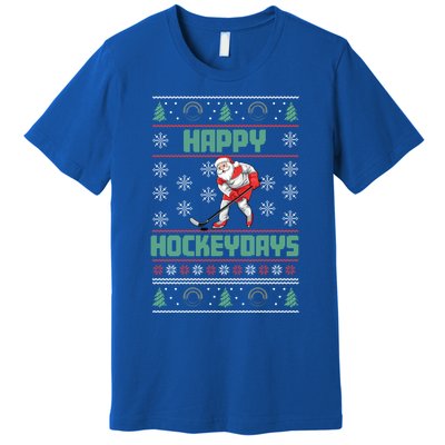 Ice Hockey Player Ice Sport Santa Puck Hockey Christmas Gift Premium T-Shirt