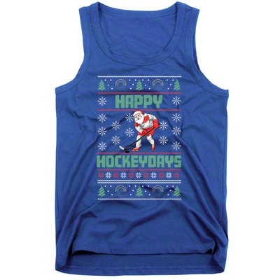 Ice Hockey Player Ice Sport Santa Puck Hockey Christmas Gift Tank Top