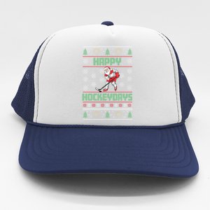 Ice Hockey Player Ice Sport Santa Puck Hockey Christmas Gift Trucker Hat