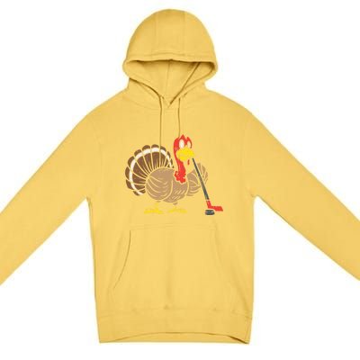 Ice Hockey Player Turkey Day Funny Thanksgiving Sport Gift Premium Pullover Hoodie