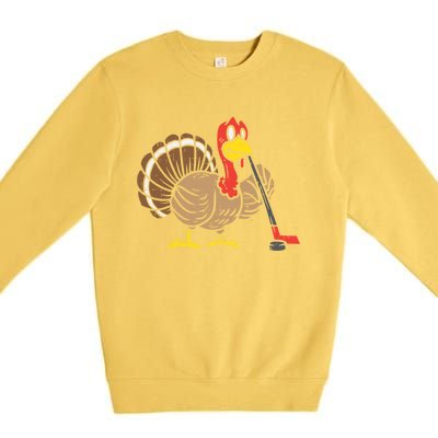 Ice Hockey Player Turkey Day Funny Thanksgiving Sport Gift Premium Crewneck Sweatshirt