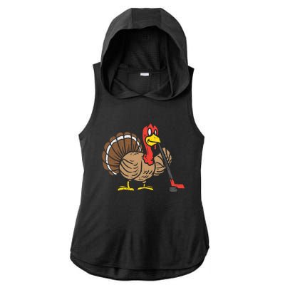 Ice Hockey Player Turkey Day Funny Thanksgiving Sport Gift Ladies PosiCharge Tri-Blend Wicking Draft Hoodie Tank