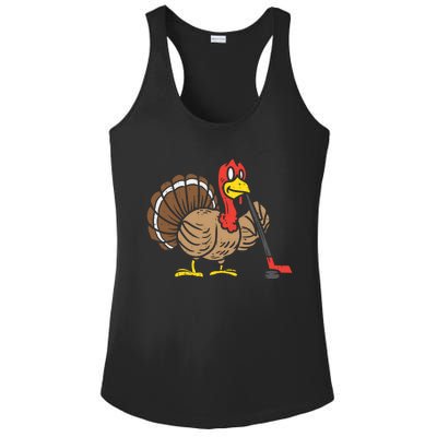 Ice Hockey Player Turkey Day Funny Thanksgiving Sport Gift Ladies PosiCharge Competitor Racerback Tank