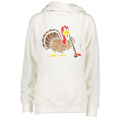 Ice Hockey Player Turkey Day Funny Thanksgiving Sport Gift Womens Funnel Neck Pullover Hood