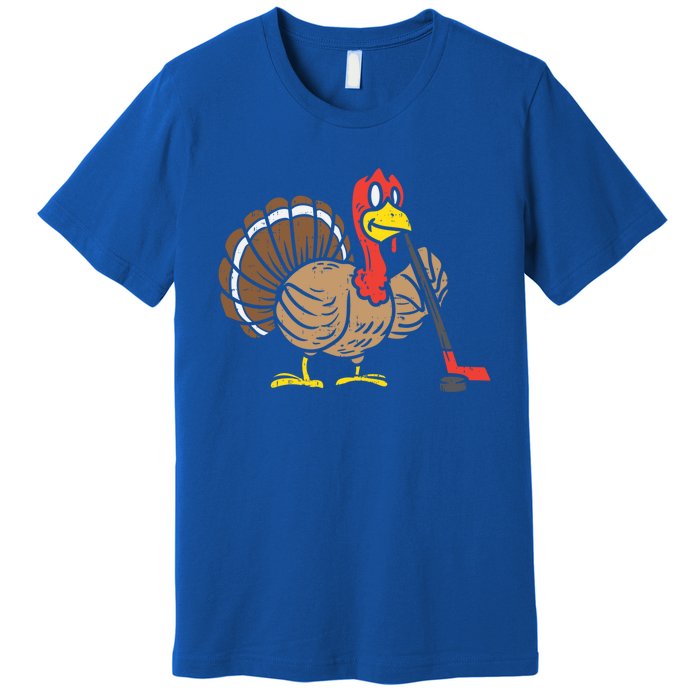 Ice Hockey Player Turkey Day Funny Thanksgiving Sport Gift Premium T-Shirt