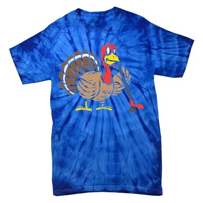 Ice Hockey Player Turkey Day Funny Thanksgiving Sport Gift Tie-Dye T-Shirt