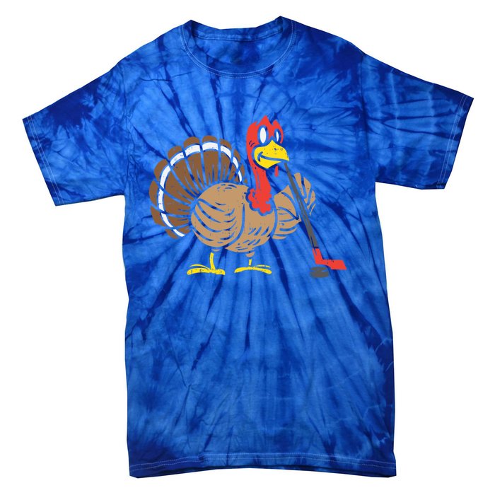 Ice Hockey Player Turkey Day Funny Thanksgiving Sport Gift Tie-Dye T-Shirt