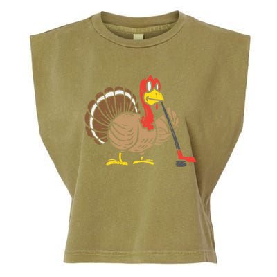 Ice Hockey Player Turkey Day Funny Thanksgiving Sport Gift Garment-Dyed Women's Muscle Tee