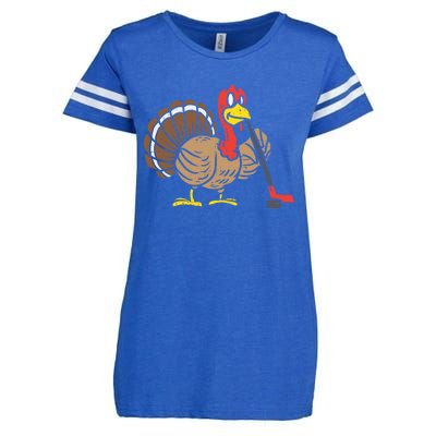 Ice Hockey Player Turkey Day Funny Thanksgiving Sport Gift Enza Ladies Jersey Football T-Shirt