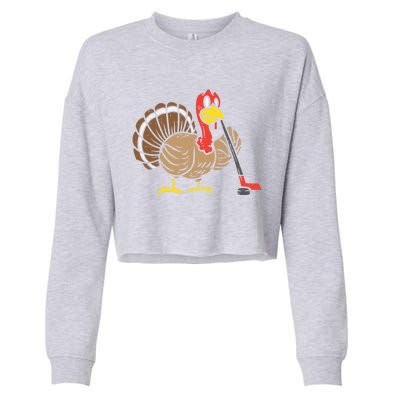 Ice Hockey Player Turkey Day Funny Thanksgiving Sport Gift Cropped Pullover Crew