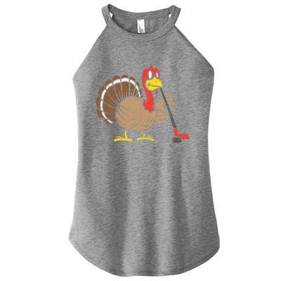 Ice Hockey Player Turkey Day Funny Thanksgiving Sport Gift Women's Perfect Tri Rocker Tank