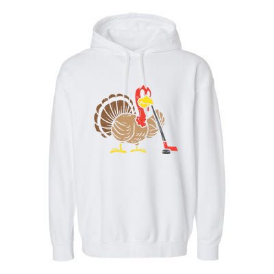 Ice Hockey Player Turkey Day Funny Thanksgiving Sport Gift Garment-Dyed Fleece Hoodie