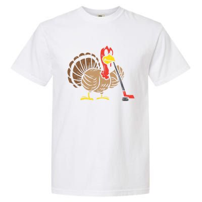 Ice Hockey Player Turkey Day Funny Thanksgiving Sport Gift Garment-Dyed Heavyweight T-Shirt