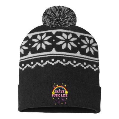 I Have Pubic Lice Funny Retro Offensive Inappropriate Meme USA-Made Snowflake Beanie