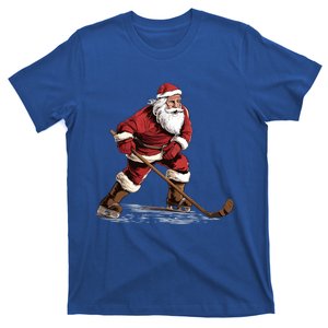 Ice Hockey Player Xmas Santa Playing Ice Hockey Christmas Gift T-Shirt