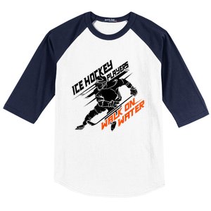 Ice Hockey Players Walk On Water Cool Gift Superpower Gift Baseball Sleeve Shirt