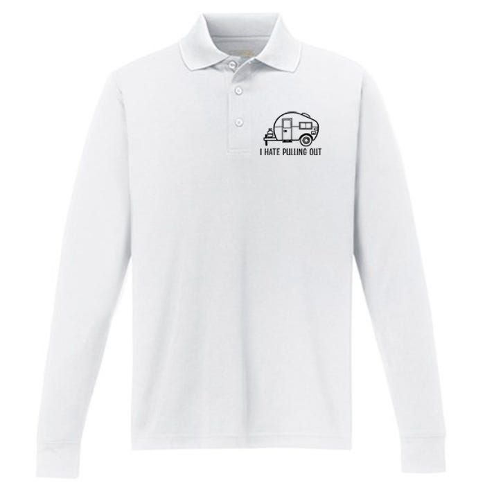 I Hate Pulling Out Boating Boat Captain Performance Long Sleeve Polo