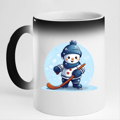 Ice Hockey Player Snow Design Christmas Ice Hockey Cool Gift 11oz Black Color Changing Mug