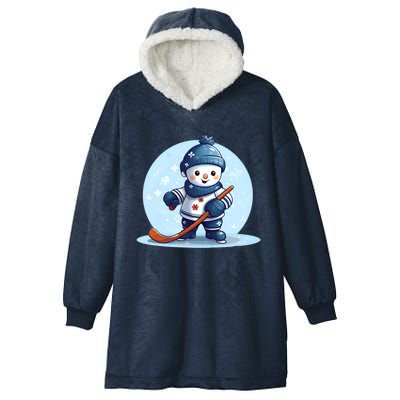 Ice Hockey Player Snow Design Christmas Ice Hockey Cool Gift Hooded Wearable Blanket