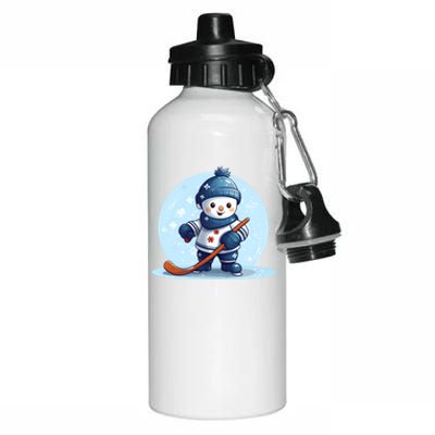 Ice Hockey Player Snow Design Christmas Ice Hockey Cool Gift Aluminum Water Bottle