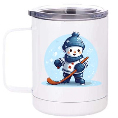 Ice Hockey Player Snow Design Christmas Ice Hockey Cool Gift 12 oz Stainless Steel Tumbler Cup