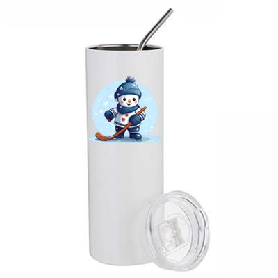 Ice Hockey Player Snow Design Christmas Ice Hockey Cool Gift Stainless Steel Tumbler