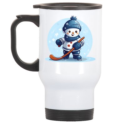 Ice Hockey Player Snow Design Christmas Ice Hockey Cool Gift Stainless Steel Travel Mug