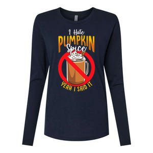 I Hate Pumpkin Spice Anti Pumpkin Spice Latte Coffee Funny Womens Cotton Relaxed Long Sleeve T-Shirt