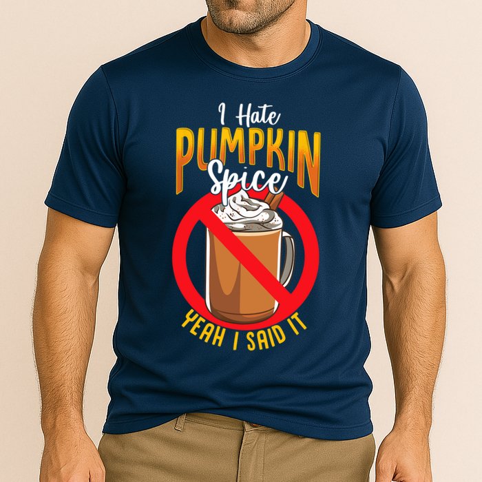 I Hate Pumpkin Spice Anti Pumpkin Spice Latte Coffee Funny Cooling Performance Crew T-Shirt