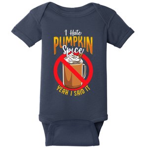 I Hate Pumpkin Spice Anti Pumpkin Spice Latte Coffee Funny Baby Bodysuit