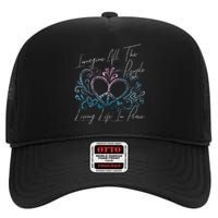 Imagine Hippie People Living Life In Peace And Love High Crown Mesh Back Trucker Hat