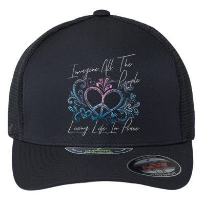 Imagine Hippie People Living Life In Peace And Love Flexfit Unipanel Trucker Cap