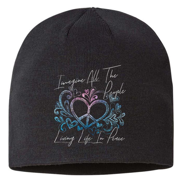 Imagine Hippie People Living Life In Peace And Love Sustainable Beanie