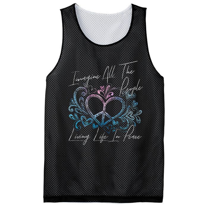 Imagine Hippie People Living Life In Peace And Love Mesh Reversible Basketball Jersey Tank