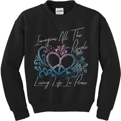 Imagine Hippie People Living Life In Peace And Love Kids Sweatshirt