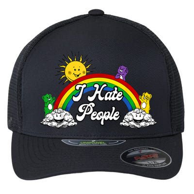 I Hate People Rainbow Printed Flexfit Unipanel Trucker Cap