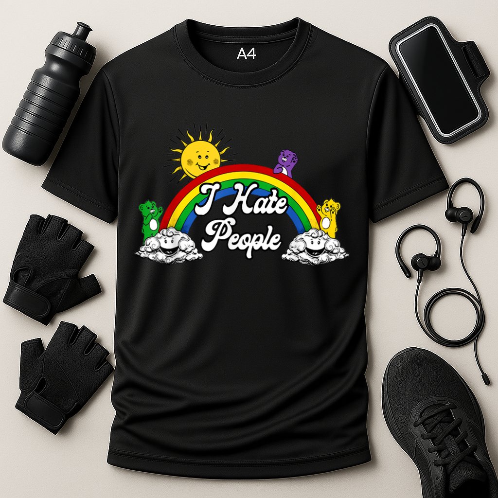 I Hate People Rainbow Printed Performance Shirt