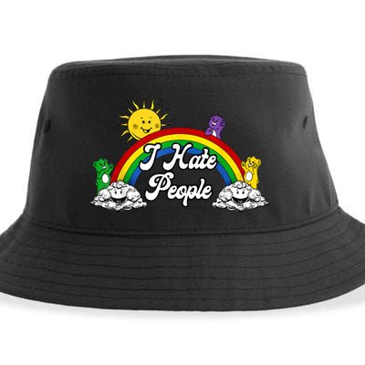 I Hate People Rainbow Printed Sustainable Bucket Hat