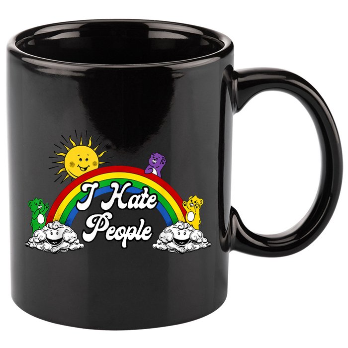 I Hate People Rainbow Printed 11oz C Handle Ceramic Mug