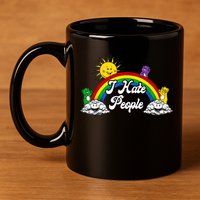 I Hate People Rainbow Printed 11oz C Handle Ceramic Mug