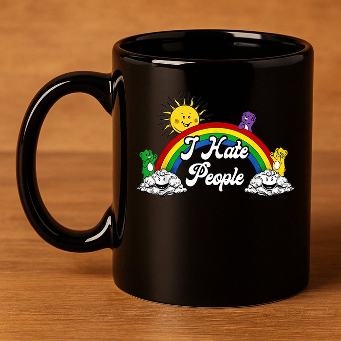 I Hate People Rainbow Printed 11oz C Handle Ceramic Mug