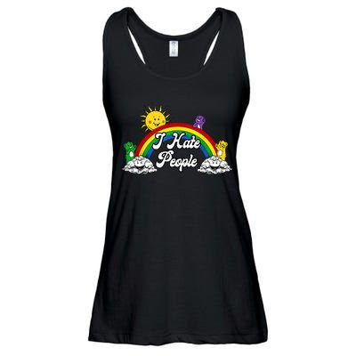 I Hate People Rainbow Printed Ladies Essential Flowy Tank