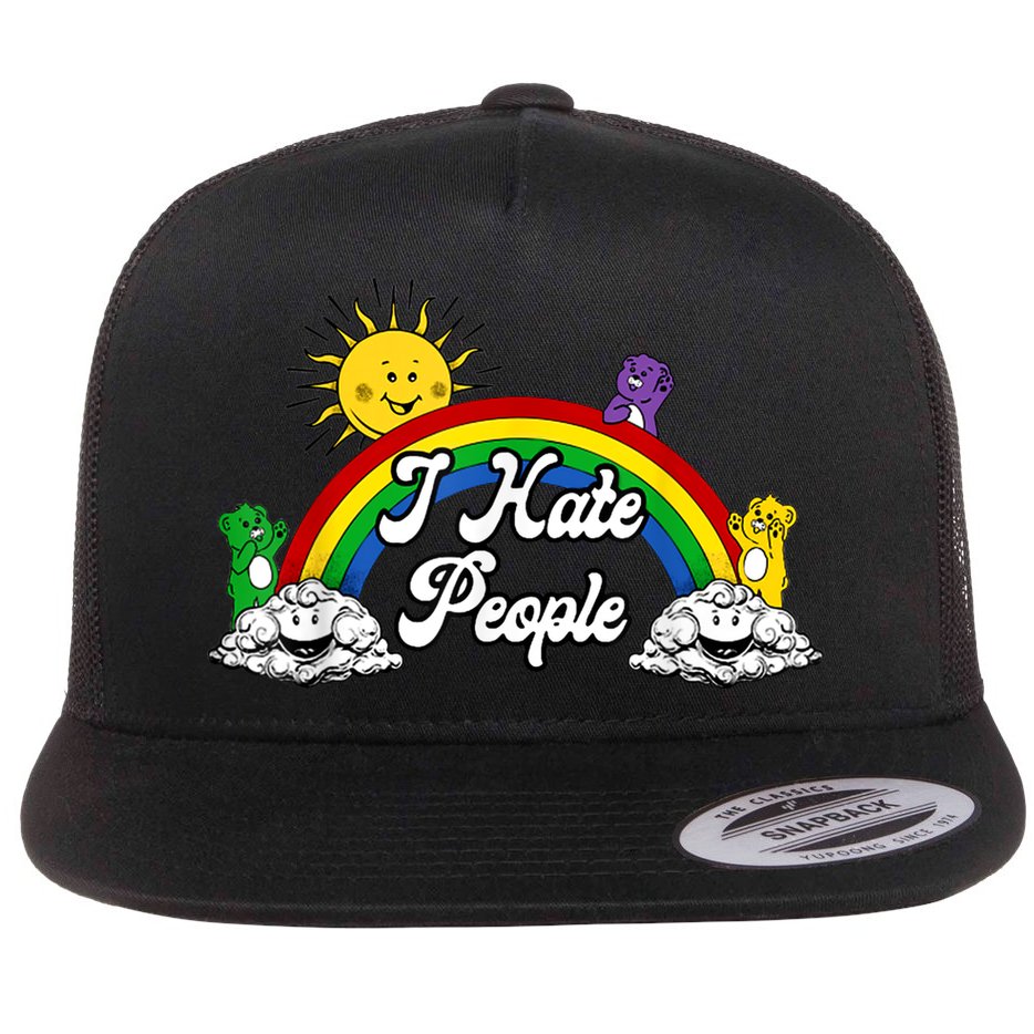I Hate People Rainbow Printed Flat Bill Trucker Hat